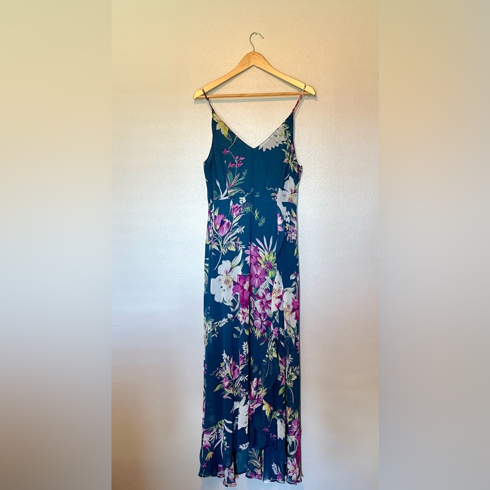 Lulus, XL high-low blue floral dress.